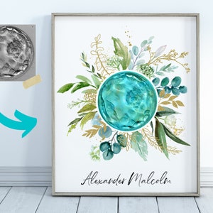Embrión personalizado Impresión de arte Regalos de FIV Regalos de bebé de FIV personalizados - Embrión Acuarela Verde Vivero Decoración Botánica Lámina artística