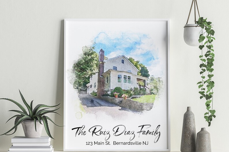 Custom House Portrait Watercolor House From Photo - Our First Home ...