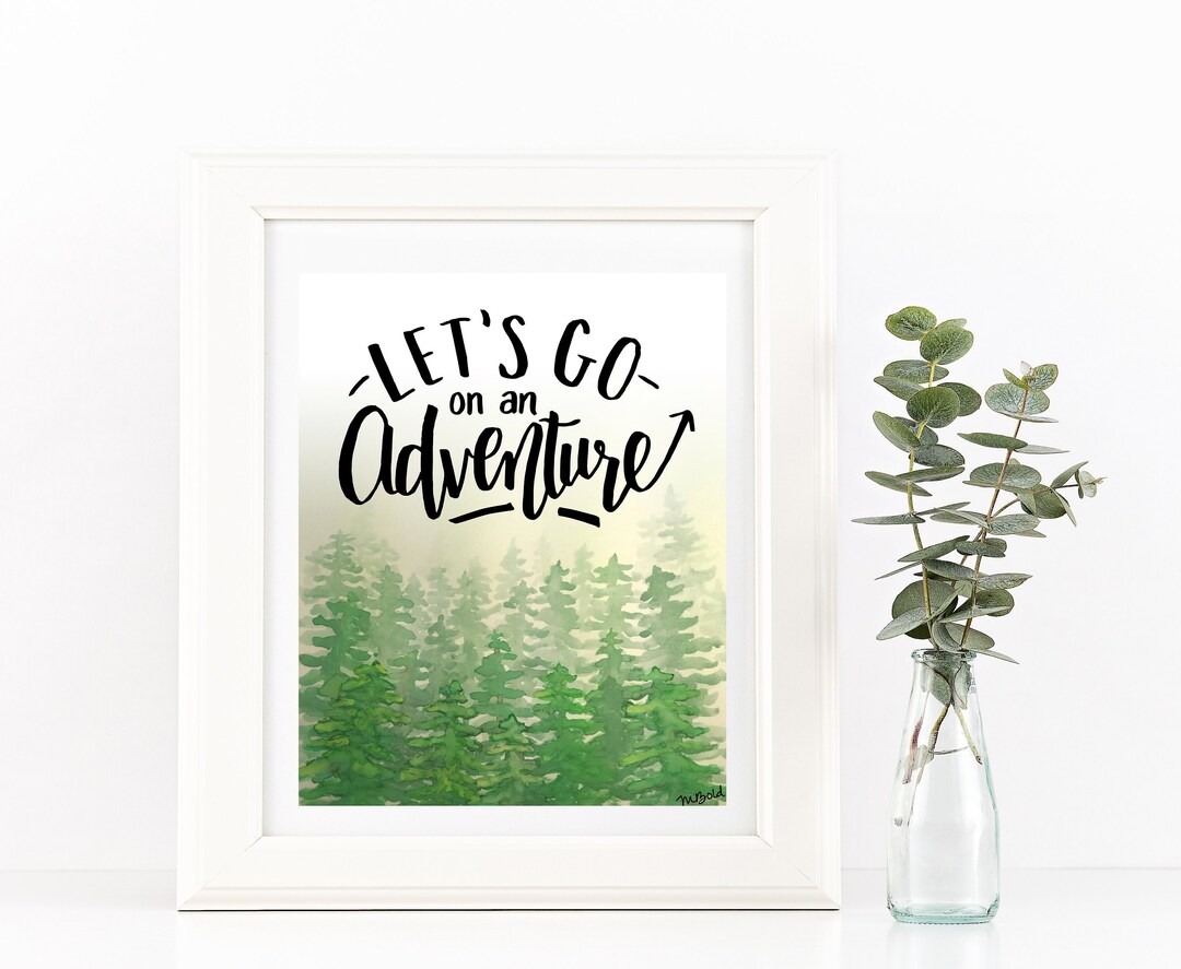 Adventure Nursery Print Green Watercolor Print Travel Quote - Etsy