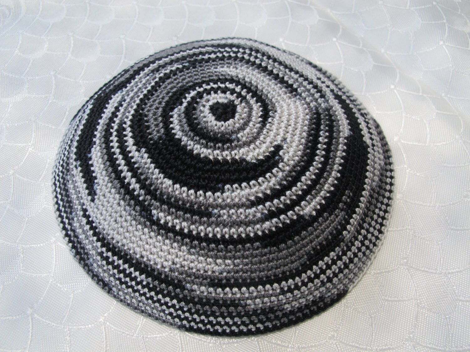 Gray shades Kippah. Handmade Crochet Kippah. Hand knitting Etsy