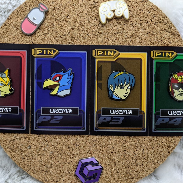 Super Smash Bros. Melee Stock Icon Enamel Pins