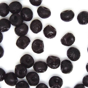 Teardrop 4mm Mini, Mushroom, Button, Matte Etched BLACK 50 beads per strand