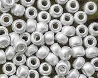 8/0 Matte Bright Sterling Plated Miyuki 961F, 7 Grams