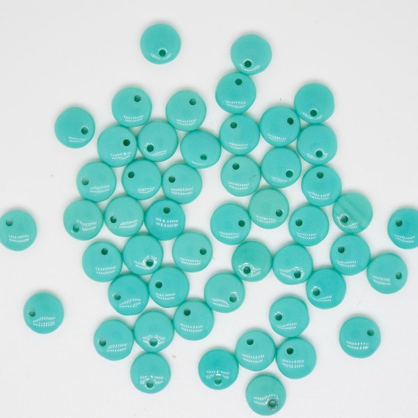 6mm Lentil Beads Opaque Turquoise, Strand of 50 Beads