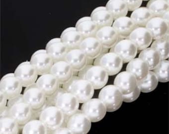 75 Pink Rose CZECH Glass Pearl Coated Round Beads 6mm