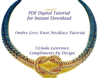 KUMIHIMO OMBRE NECKLACE Pattern, Tutorial, 2 Color Graduated Ombre Love Knot, Instant Download Pdf Digital File