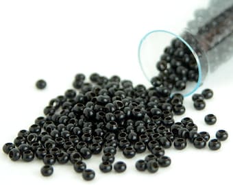 11/0 Heavy Metal Black Seed Beads 25 grams