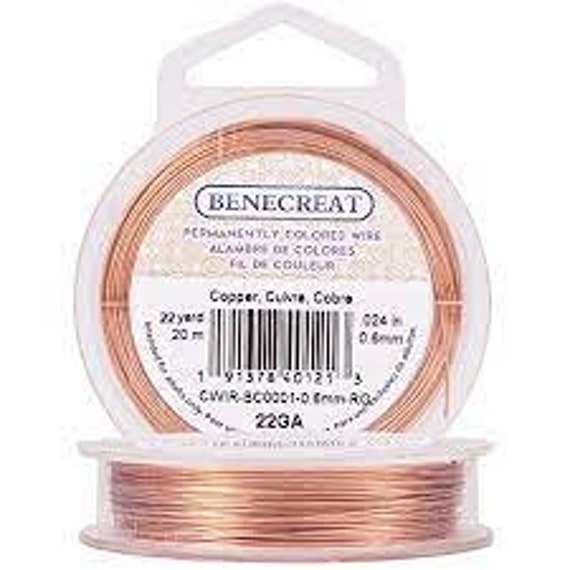 BENECREAT 22-gauge Tarnish Resistant Copper Wire, 66-feet/22-yard  Permanently Colored 