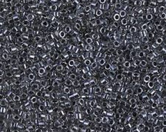 DB925 Miyuki Delica seed bead, Sparking Dark Gray Lined Crystal, 7.2 gram tube