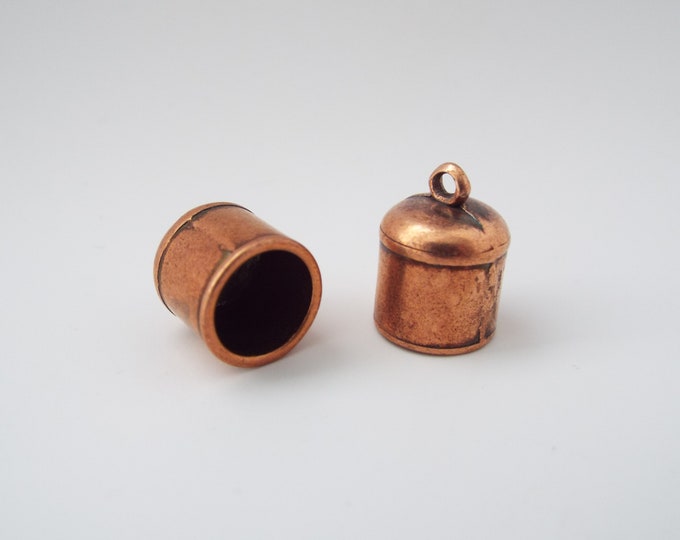 END CAP, 10mm ID, Antique Copper,  Priced per Pair