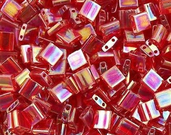 Tila Bead Transparent Red AB Miyuki, TL254, 7.2  gram tube