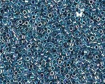 DB058 Miyuki Delica seed bead, Fancy Inside Dyed Medium Blue AB 7.2 gram tube