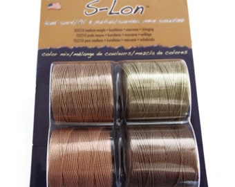 Beadsmith S-lon 210, 4 Packs. 77 yards per Spool, Warm or Cool Neutrals