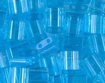 Tila 2 Hole Square Bead 5MM, Transparent Light Blue, Miyuki TL148, 7.2 gram Tube