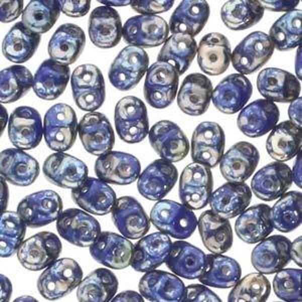 Superduo Czech 2-Hole Bead Cobalt Matte Rembrandt 22 gram Tube