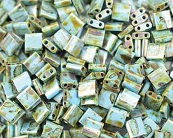 TL4514 Seafoam Green Matte Picasso Tila Bead Opaque , 7.2 gram tube