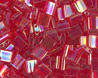 Tila Bead 5mm Transparent Red AB Miyuki,  TL-254. 7.2 gram tube
