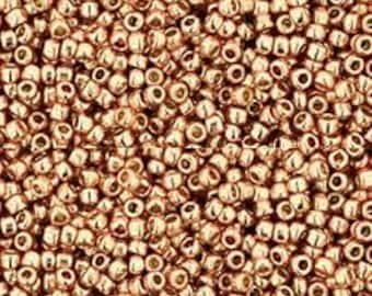 8/0 Rose Gold, Toho, PF551, Galvanized PermaFinish, 20 Grams