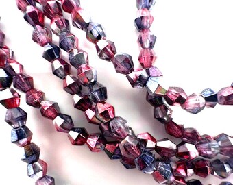 4mm Bicones Firepolish in Mauve, Pink, Purple Celestial,   Beautiful!  50 beads