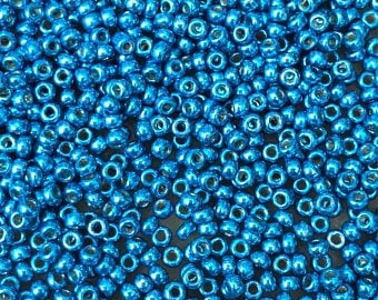 11/0 Capri Blue Miyuki Duracoat Galvanized #5113,  Metallic Capri Blue, 20 gram bag