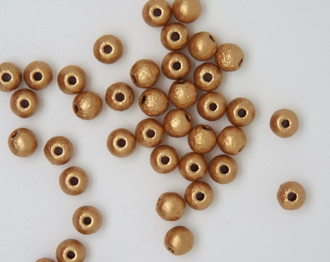4mm, ETCHED Aztec gold, Hamilton gold, Smooth Druk,, 50 Beads per Strand