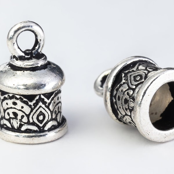 6mm Antique Silver TierraCast Temple Cord End with Loop  Set of 2 End Caps
