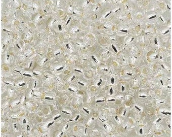 8/0 TOHO Round Seed Beads #21 Silver Lined Crystal 10 grams