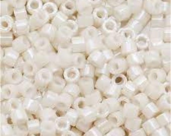 DB0211 Miyuki Delica seed bead, Opaque Alabaster Luster, 7.2 gram tube