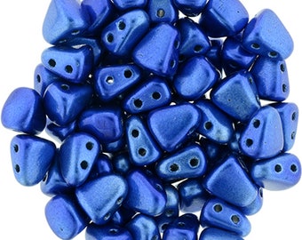 NIB-BIT Metalust Matte Crown Blue Two Hole Beads, 6X5mm 8 grams