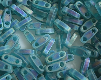 Quarter Tile QTL-2405FR: Trans. Matte Teal AB, Quarter Tila Bead  7.2g tube