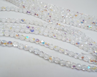4mm Crystal AB Czech Glass Beads, Aurora Borealis, 100 Strand