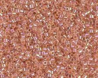 DB0054 Lined Peach AB 11/0 Miyuki Delica Bead 7gr Tube