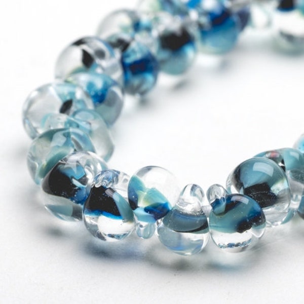 Unicorn Teardrops,  MARINE BLUE #4225, 4226  Regular or Mini. 25 Beads per strand