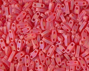 Quarter Tila Bead Trans. Red Orange AB Matte 7.2gram tube QTL 140FR