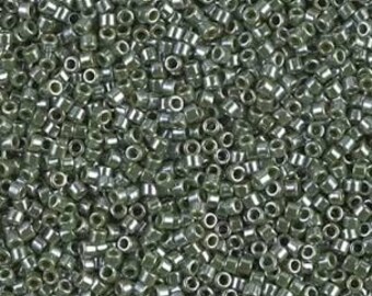 DB1566  11/0 Miyuki Delica Bead, Opaque Avocado Luster, Olivine  7.2gm Tube