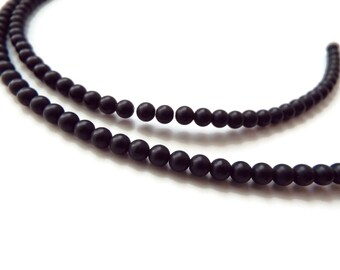 Druk, 4mm Smooth, Matte Black, 50 Beads per Strand