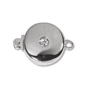 Round Push Pull Clasp 12mm Diameter, Rhodium or Gold Plate. Single strand designs