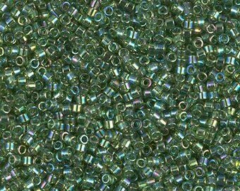 DB1247,  11/0 Miyuki Delica Bead, Transparent Olive AB  7.2gm Tube