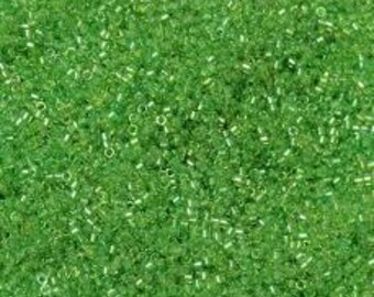 DB2376,  11/0 Miyuki Delica Bead, Fancy Lined Celery, Lime, 7.2gm Tube