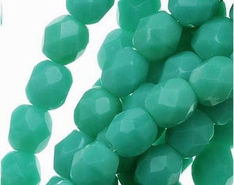 3MM Preciosa Fire Polished  Czech Glass Beads  Round Green Turquoise 50 Beads per strand