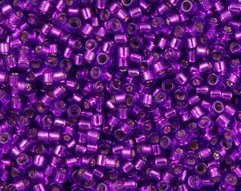 DB1345 Delica Dyed Silver Lined Bright Violet, Miyuki Seed Bead 7.2 gram tube