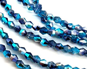 4mm Bicones Firepolish Azure Celestial, Blues, Teals,   Beautiful!  50 beads