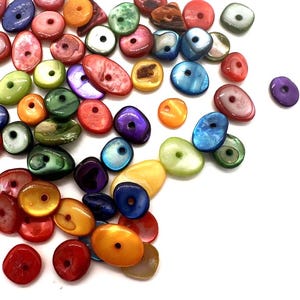 Dyed Mother of Pearl MOP, Multi-color Disc Chips 7-10mm