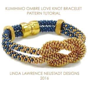 Kumihimo Ombre Love Knot Bracelet Pattern, Seed Bead Tutorial (PDF)
