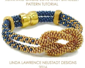 KUMIHIMO BRACELET OMBRE Love Knot Tutorial, Pattern, 2 Color Graduating Ombre Love Knot Bracelet