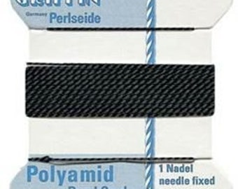 Griffin Polyamid Beading Cord - No. 6 - .70mm Diameter Black - with Needle