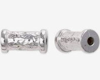 TierraCast Hammered 10mm Tube Bead Bright Rhodium Plate