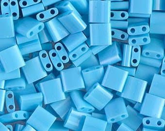 Tila, Full, Half or Quarter TL-413: Opaque Turquoise Blue Miyuki,  Tila Bead  7.2g tube