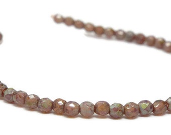 2MM Fire Polished Beads, Czech Glass, Milky AMETHYST PICASSO Strand of 50