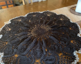 Large Crocheted Pineapple Design Doily Centerpiece